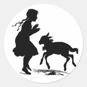 Adesivo Redondo Mary tinha uma pequena Páscoa de carneiro