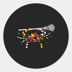 Adesivo Redondo Maryland Crab Lacrosse Boys Stick Lax Sister Broth