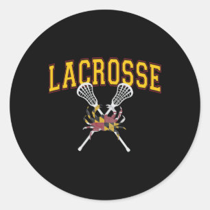 Adesivo Redondo Maryland Crab Lacrosse Cruzada Sticks Lax Md Flag