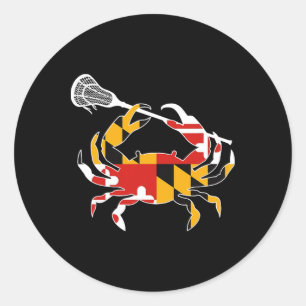 Adesivo Redondo Maryland Flag Crab Lacrosse Complete Stick B