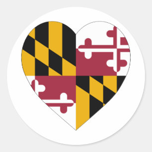 Adesivo Redondo Maryland Flag Heart