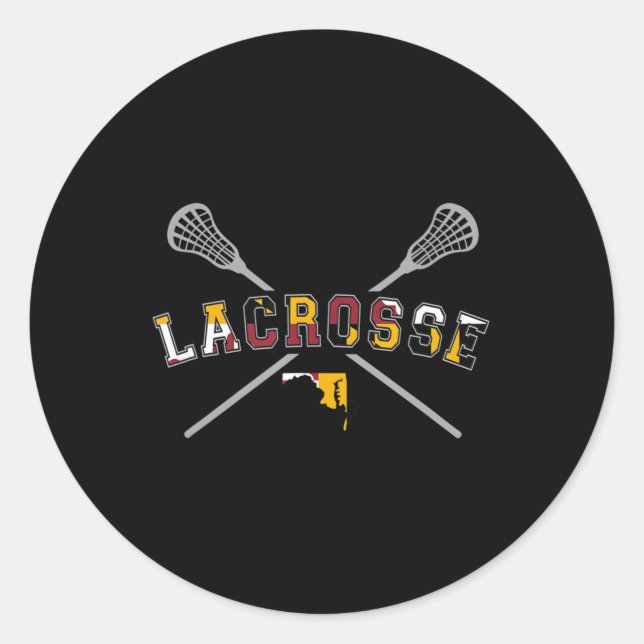 Adesivo Redondo Maryland Flag Lacrosse Boys  Mens College LAX Stic (Frente)