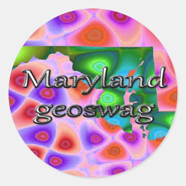 Adesivo Redondo Maryland Geocaching Supply Stickers Geoswag (Frente)