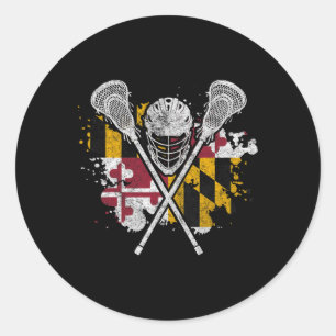 Adesivo Redondo Maryland Lacrosse Lover Tee Maryland Flag Family V