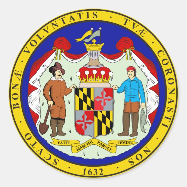 Adesivo Redondo Maryland State Seal (Frente)