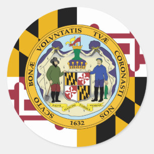 Adesivo Redondo Marylander Flag & Seal Design, Flag de Maryland