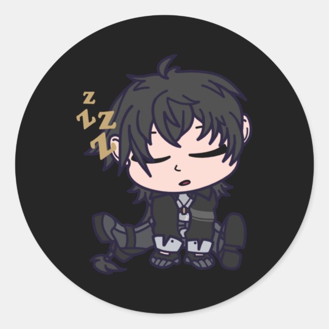 Adesivo Redondo Masc Rover Chibi Wuthering Sticker (Frente)