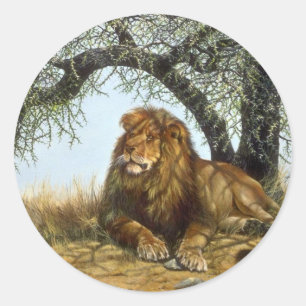 Adesivo Redondo Máscara africana, leão