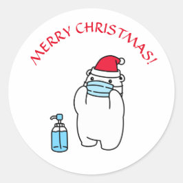 ADESIVO REDONDO MÁSCARA DE CARNE DE NATAL E VÍDEO DE CHAPÉU SANTA