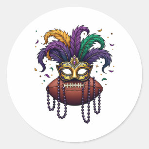 Adesivo Redondo Máscara de Contas do Mardi Gras 