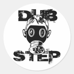 Adesivo Redondo Máscara de Gás de Dubstep