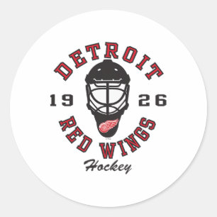 Adesivo Redondo Máscara de hóquei Detroit Red Wings Cinza Licencia