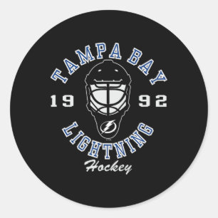Adesivo Redondo Máscara de hóquei Tampa Y Lightning preta oficialm