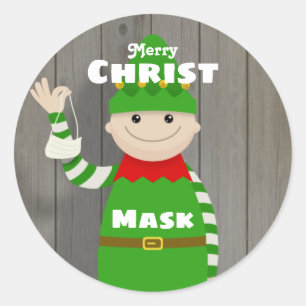 Adesivo Redondo máscara de Natal