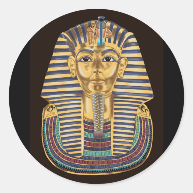 Adesivo Redondo Máscara de Ouro de Tutankhamon (Frente)