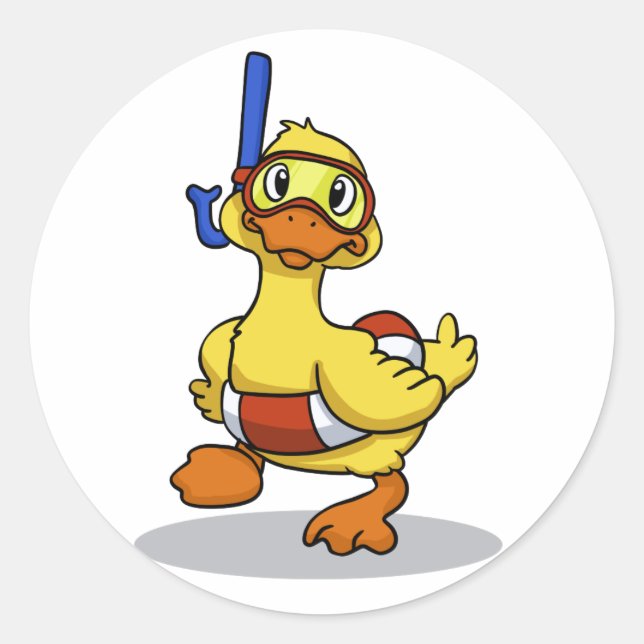 Adesivo Redondo Máscara de snorkeling vestindo patos | escolher co (Frente)