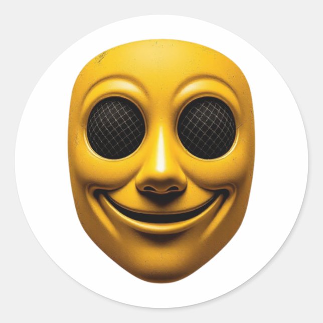 Adesivo Redondo Máscara de sorriso amarela (Frente)