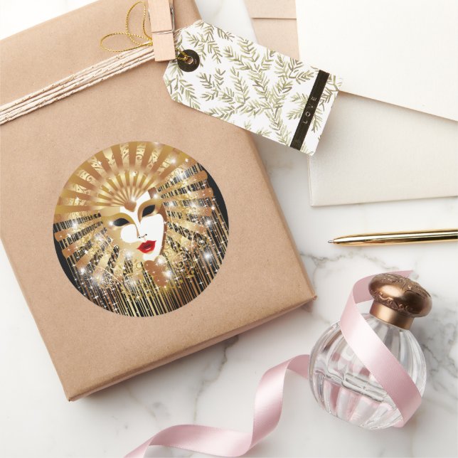 Adesivo Redondo Máscara do ouro Venice (Presentear)