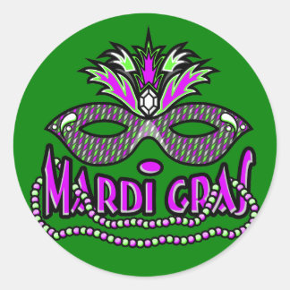 Adesivo Redondo Máscara e Miçangas de KRW Mardi Gras