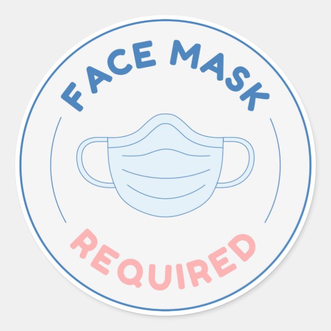 Adesivo Redondo máscara facial necessária (Frente)