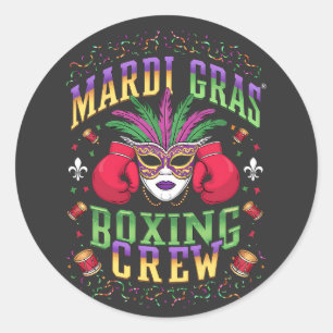 Adesivo Redondo Máscara festiva de Mardi Gras, espírito da Equipe