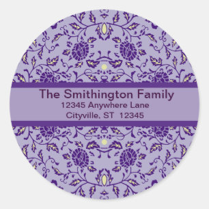 Adesivo Redondo Máscara Roxa de Flores Elegante