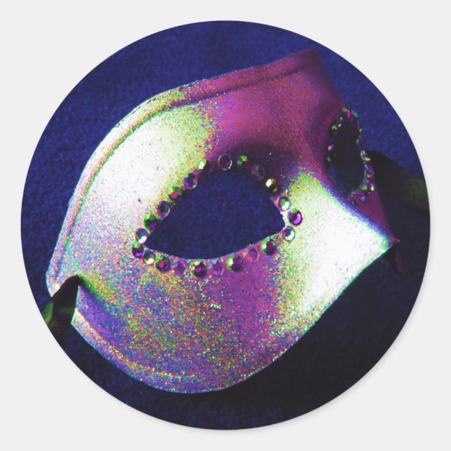 Adesivo Redondo Mascarada Azul Meia-Noite (Frente)