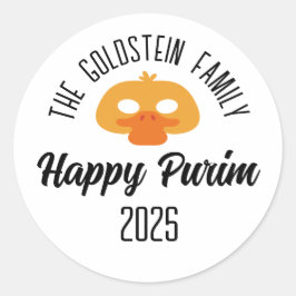 Adesivo Redondo Mascarada de máscara de pato de Purim