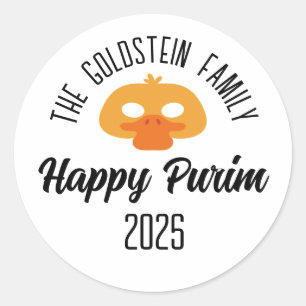 Adesivo Redondo Mascarada de máscara de pato de Purim