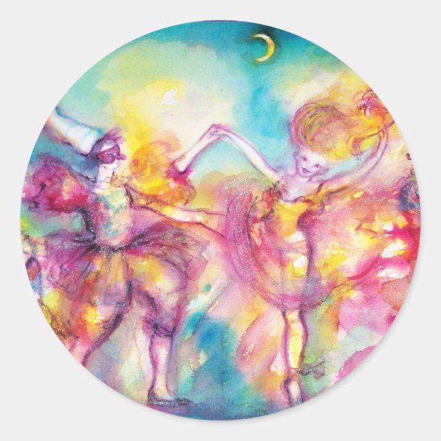 Adesivo Redondo MASCARADA, Mardi Gras Máscaras, Dança, Música (Frente)