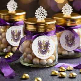 Adesivo Redondo Mascarada Motif Sweet 16 Purple Dourado ID1032