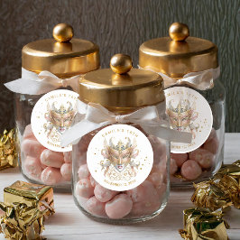 Adesivo Redondo Mascarada Motif Sweet 16 Rosa Dourado ID1032