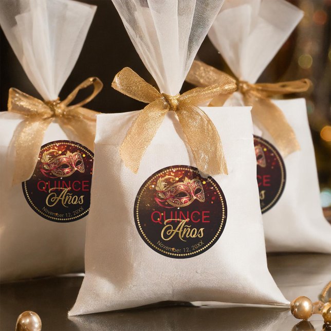 Adesivo Redondo Mascarada Quince Anos Dourado ID1031 (Criador carregado)