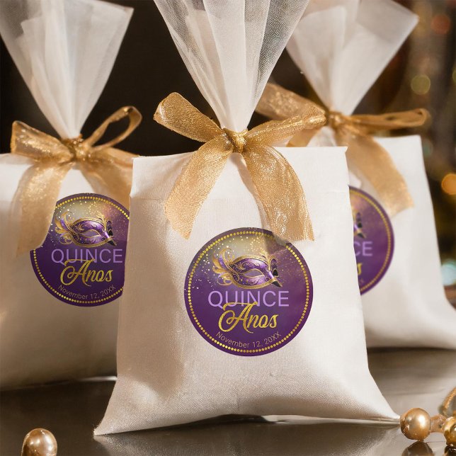 Adesivo Redondo Mascarada Quince Anos Purple ID1031 (Criador carregado)