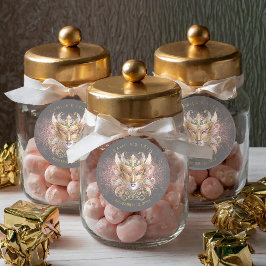 Adesivo Redondo Mascarada Quinceanera Rosa Dourado V2 ID1031