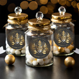 Adesivo Redondo Mascarada Sweet 16 Black Dourado V2 ID1032