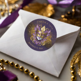 Adesivo Redondo Mascarada Sweet 16 Purple Dourado V2 ID1032