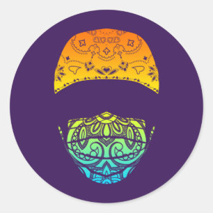 Adesivo Redondo mascarado em paisley