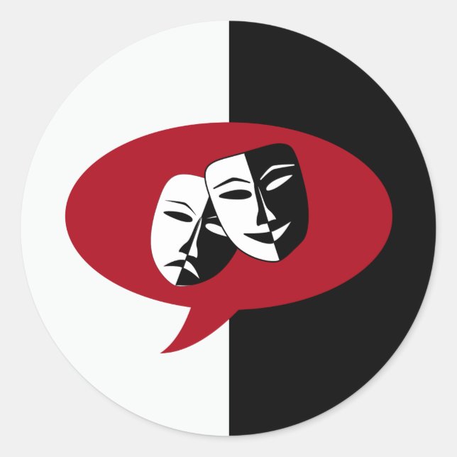 Adesivo Redondo Máscaras da comédia e da tragédia (Frente)