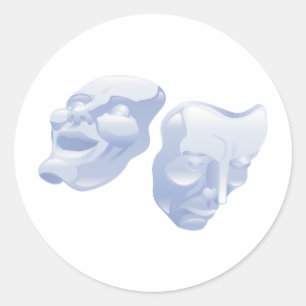Adesivo Redondo máscaras da comédia e da tragédia do teatro