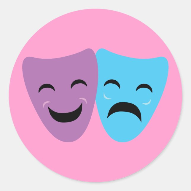 Adesivo Redondo Máscaras de Drama (Frente)