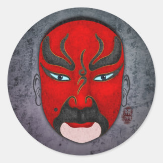 Adesivo Redondo Máscaras de Ópera Chinesas - Guan Yu
