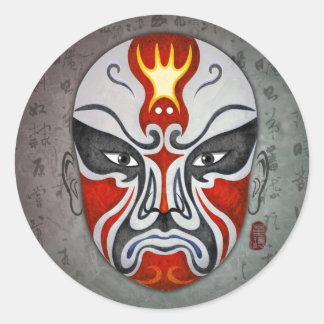 Adesivo Redondo Máscaras de Ópera Chinesas - Tong Huan