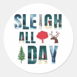 Adesivo Redondo Máscaras Negros Letras Cenas de Inverno 'Suspirar 