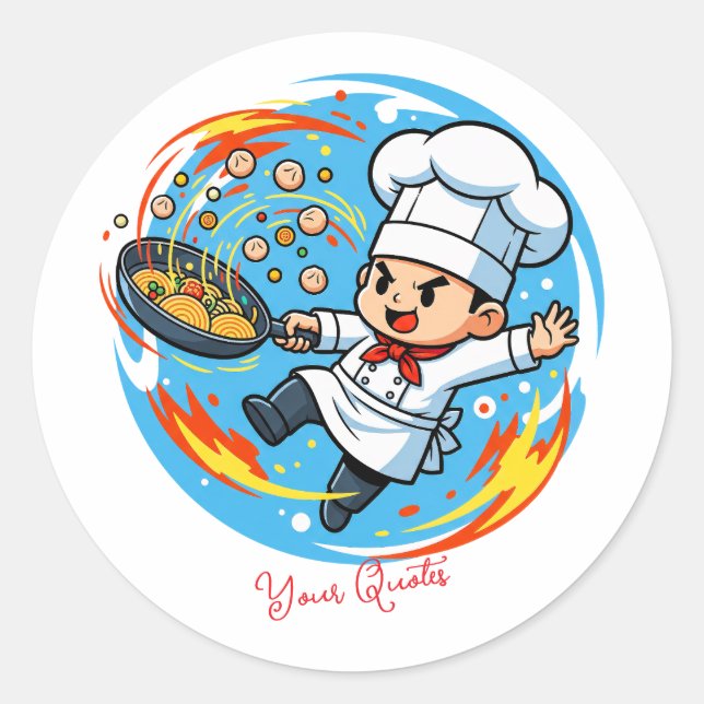 Adesivo Redondo Mascote de Chef Engraçado (Frente)