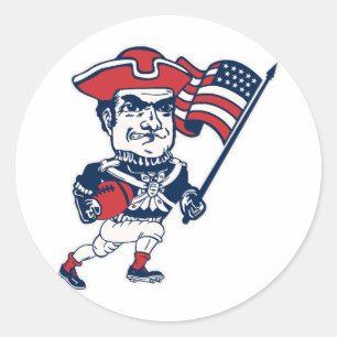 Adesivo Redondo Mascote de futebol da Nova Inglaterra