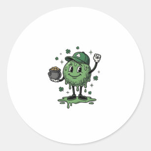 Adesivo Redondo Mascote de Slime do Dia de São Patrício Camisa Vet