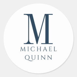 Adesivo Redondo Masculine Business ProfessionaI Monograma Azul