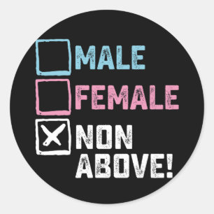 Adesivo Redondo Masculino Feminino Não Acima! Engraçado Transexual