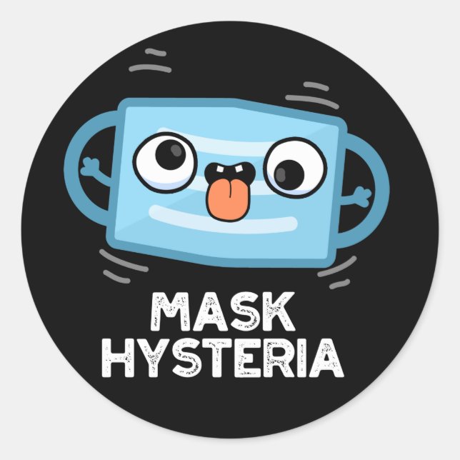 Adesivo Redondo Mask Hysteria Funny Mask Pun Dark BG (Frente)